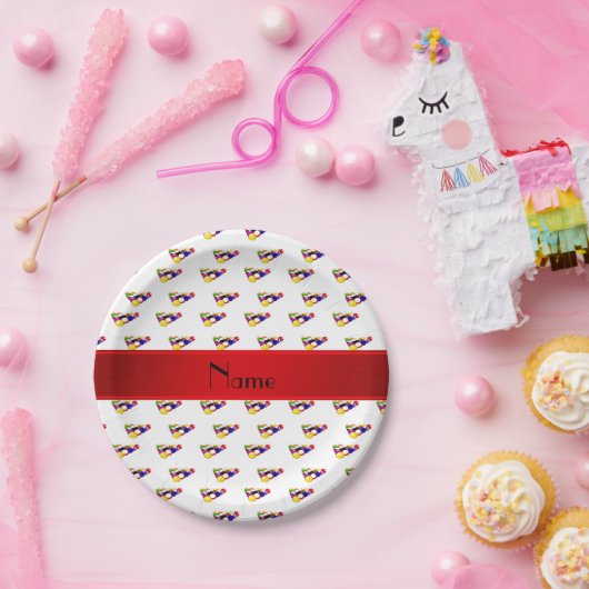 Gepersonaliseerde naam: witte biljartballen rode s papieren bordje (Feest)