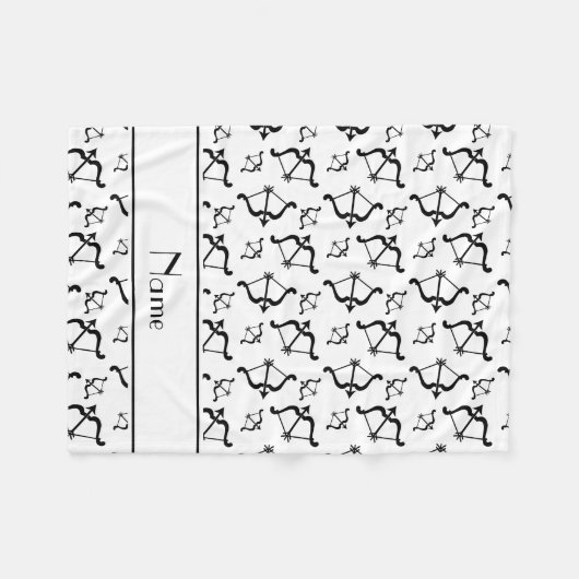 Gepersonaliseerde naam witte bogen pijlen fleece deken (Voorkant (Horizontaal))