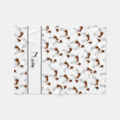 Gepersonaliseerde naam Witte breihaaienspanielhond Fleece Deken (Voorkant (Horizontaal))