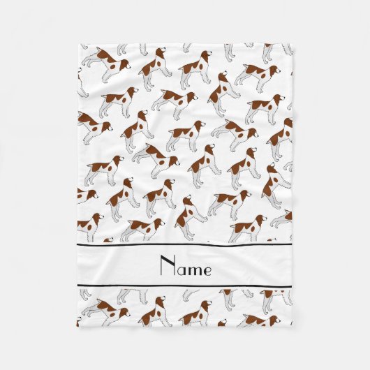 Gepersonaliseerde naam Witte breihaaienspanielhond Fleece Deken (Voorkant)