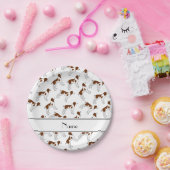 Gepersonaliseerde naam Witte breihaaienspanielhond Papieren Bordje (Feest)