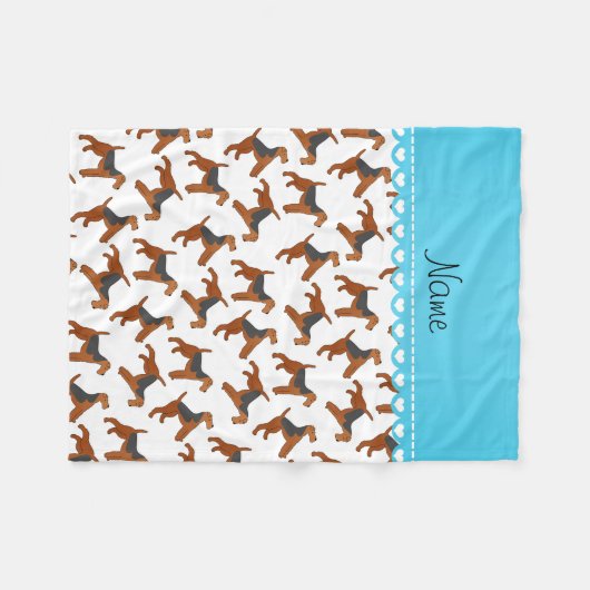 Gepersonaliseerde naam Witte doodsbange honden Fleece Deken (Voorkant (Horizontaal))