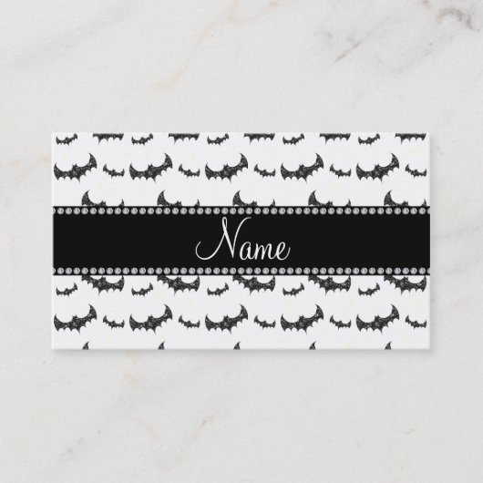 Gepersonaliseerde naam: witte glittervlekken contactkaartje (Voorkant)