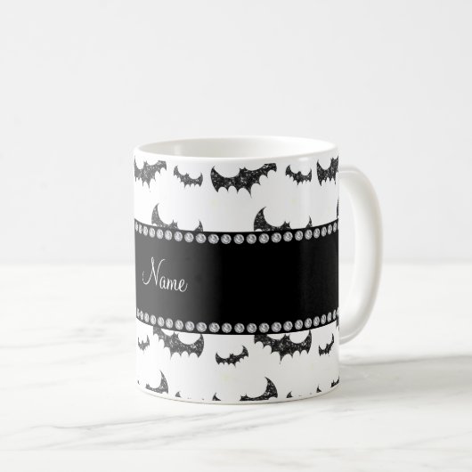 Gepersonaliseerde naam: witte glittervlekken koffiemok (Voorkant rechts)