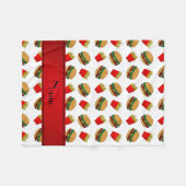 Gepersonaliseerde naam witte hamburgers friet fleece deken (Voorkant (Horizontaal))