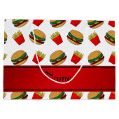 Gepersonaliseerde naam witte hamburgers friet groot cadeauzakje (Achterkant)