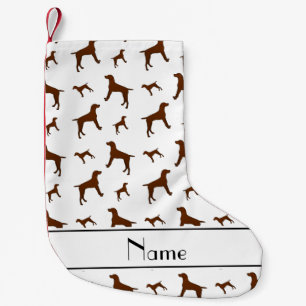 Gepersonaliseerde naam witte honden Vizsla Kleine Kerstsok