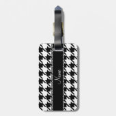 Gepersonaliseerde naam witte houndstooth bagagelabel (Achterkant verticaal)