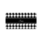 Gepersonaliseerde naam witte houndstooth etiket (Voorkant)