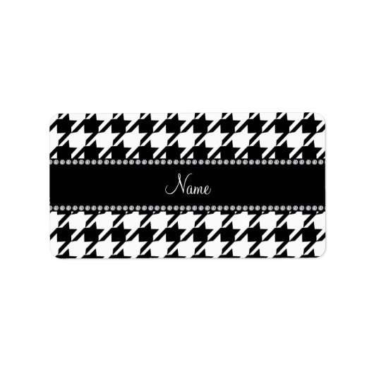 Gepersonaliseerde naam witte houndstooth etiket (Voorkant)