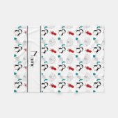 Gepersonaliseerde naam witte pinguïns igloo vis pi fleece deken (Voorkant (Horizontaal))