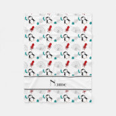 Gepersonaliseerde naam witte pinguïns igloo vis pi fleece deken (Voorkant)