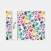 Gepersonaliseerde naam witte regenboogkillerwalvis fleece deken (Voorkant (Horizontaal))