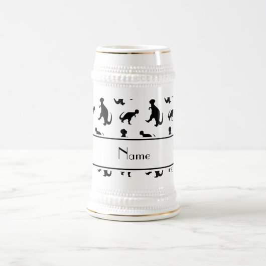 Gepersonaliseerde naam witte trexdinosaurussen bierpul (Center)