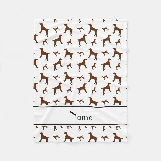 Gepersonaliseerde naam Witte Vizsla honden Fleece Deken (Voorkant)