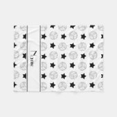 Gepersonaliseerde naam witte volleybalzwarte sterr fleece deken (Voorkant (Horizontaal))