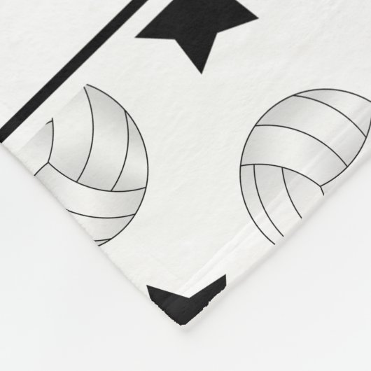 Gepersonaliseerde naam witte volleybalzwarte sterr fleece deken (Hoek)