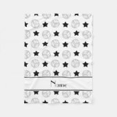 Gepersonaliseerde naam witte volleybalzwarte sterr fleece deken (Voorkant)