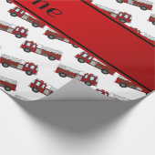Gepersonaliseerde naam witte vrachtwagens rode str cadeaupapier (Hoek)