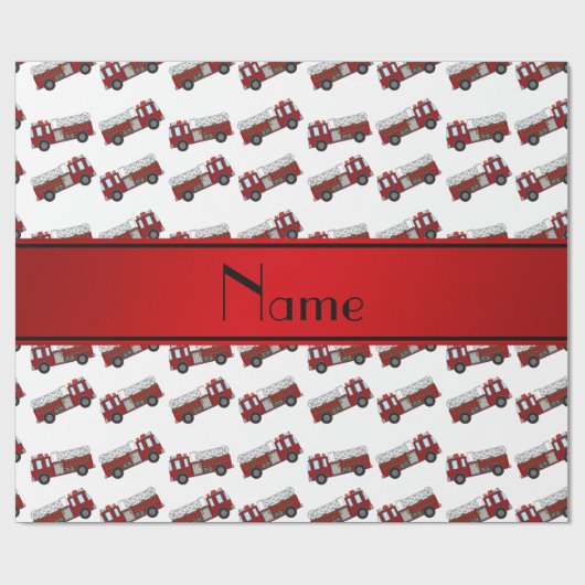Gepersonaliseerde naam witte vrachtwagens rode str cadeaupapier (Vlak)