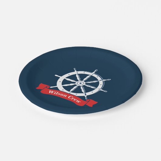 Gepersonaliseerde naam, witte zeemijl papieren bordje (Gekanteld)