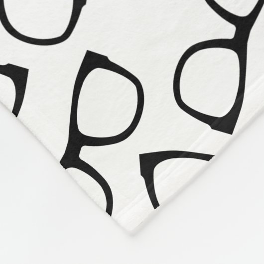Gepersonaliseerde naam witte zwarte bril fleece deken (Hoek)