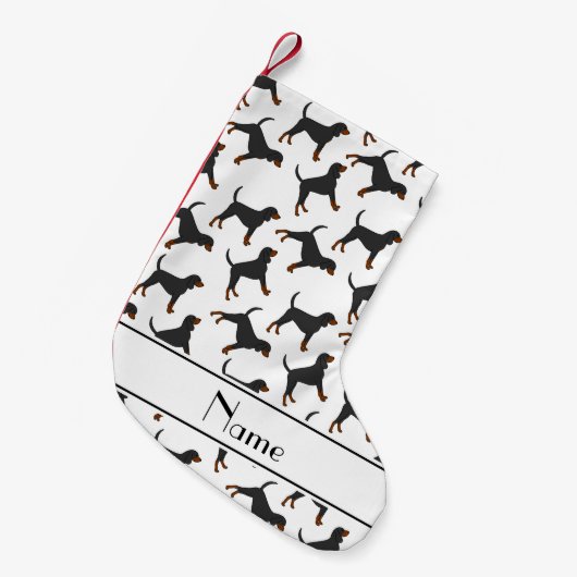 Gepersonaliseerde naam witte zwarte bruine verbind kleine kerstsok (Voorkant (Hangend))