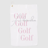 Gepersonaliseerde naam Women's Pink Golfhanddoek (Voorkant)