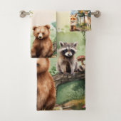 Gepersonaliseerde naam Woodland Animals Bad Handdoek (Insitu)