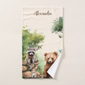 Gepersonaliseerde naam Woodland Animals Bad Handdoek (Handdoek)