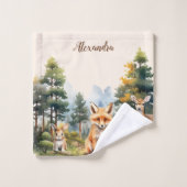 Gepersonaliseerde naam Woodland Animals Bad Handdoek (Wasdoekje)