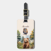 Gepersonaliseerde naam Woodland Animals Bagagelabel (Voorkant verticaal)