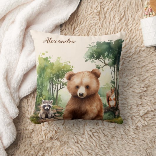 Gepersonaliseerde naam Woodland Animals Kussen (Deken)