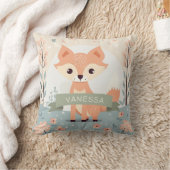 Gepersonaliseerde naam Woodland Fox, Baby meisje k Kussen (Deken)