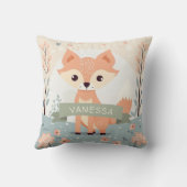 Gepersonaliseerde naam Woodland Fox, Baby meisje k Kussen (Achterkant)