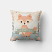 Gepersonaliseerde naam Woodland Fox, Baby meisje k Kussen (Voorkant)
