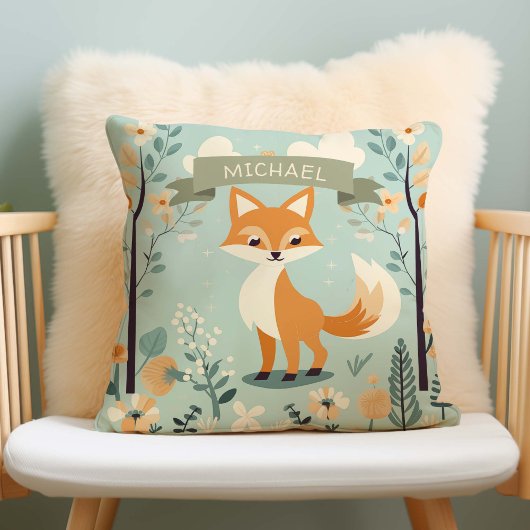 Gepersonaliseerde naam Woodland Fox, jongen kweker Kussen