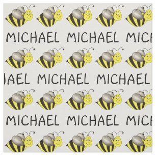 Gepersonaliseerde naam Yellow Bee Bumblebee Honeyb Stof