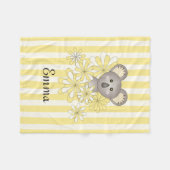 Gepersonaliseerde naam Yellow Stripe Baby Koala Ki Fleece Deken (Voorkant (Horizontaal))