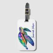 Gepersonaliseerde naam Zee Turtle Beach Life Ocean Bagagelabel (Voorkant (verticaal))
