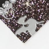 Gepersonaliseerde naam zilverdraken zwarte glitter fleece deken (Hoek)