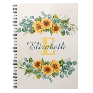 Gepersonaliseerde naam Zonnebloem Notitieboek