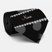 Gepersonaliseerde naam zwart ananassepatroon stropdas (Opgerold)