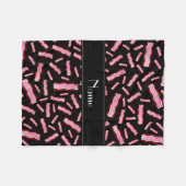 Gepersonaliseerde naam zwart baconpatroon fleece deken (Voorkant (Horizontaal))