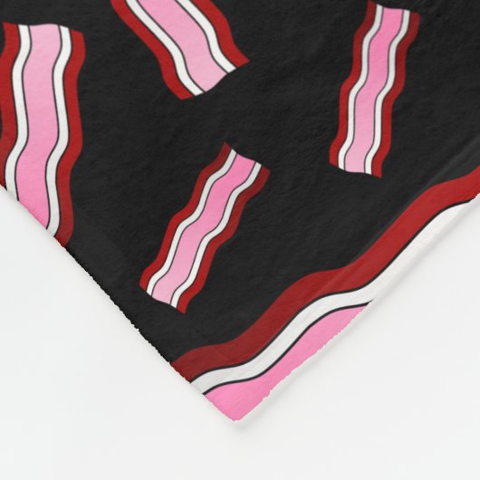 Gepersonaliseerde naam zwart baconpatroon fleece deken (Hoek)