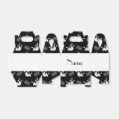 Gepersonaliseerde naam zwart bowlingpatroon bedankdoosjes (Uitgevouwen)