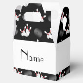 Gepersonaliseerde naam zwart bowlingpatroon bedankdoosjes (Geopend)