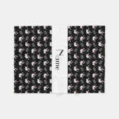 Gepersonaliseerde naam zwart bowlingpatroon fleece deken (Voorkant (Horizontaal))