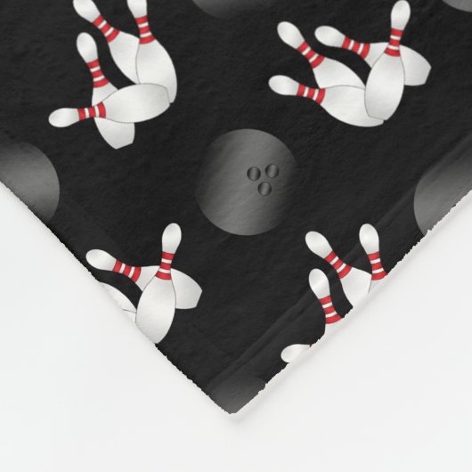 Gepersonaliseerde naam zwart bowlingpatroon fleece deken (Hoek)