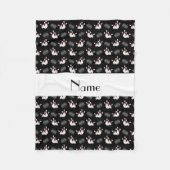 Gepersonaliseerde naam zwart bowlingpatroon fleece deken (Voorkant)